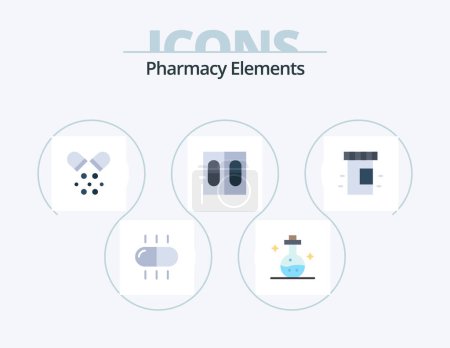Illustration for Pharmacy Elements Flat Icon Pack 5 Icon Design. . medicine. medical. medical. pills - Royalty Free Image