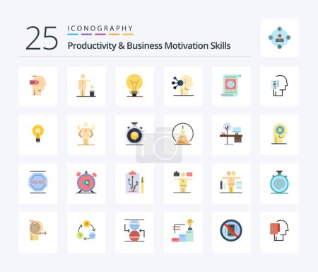 Illustration for Productivity And Business Motivation Skills 25 Flat Color icon pack including human. assortment. recycling. abilities. invention - Royalty Free Image