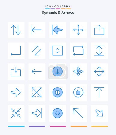 Illustration for Creative Symbols & Arrows 25 Blue icon pack  Such As scale. arrow. full screen. enter. arrow - Royalty Free Image
