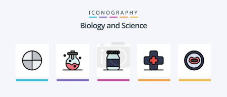 Illustration for Biology Line Filled 5 Icon Pack Including lips. laboratory. pills. chemistry. biochemistry. Creative Icons Design - Royalty Free Image