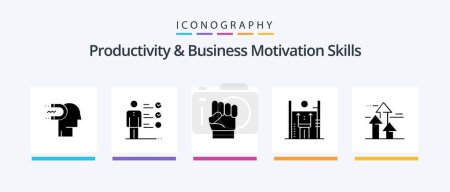 Illustration for Productivity And Business Motivation Skills Glyph 5 Icon Pack Including improvement. growth. professional ability. performance. power. Creative Icons Design - Royalty Free Image