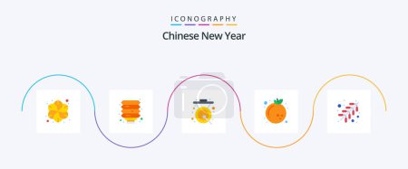 Illustration for Chinese New Year Flat 5 Icon Pack Including fire. orange. asian. new. metal - Royalty Free Image