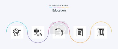 Téléchargez les illustrations : Education Line 5 Icon Pack Including education. study. data. education. page - en licence libre de droit