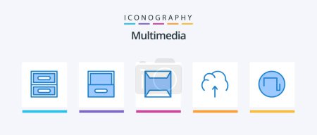 Illustration for Multimedia Blue 5 Icon Pack Including . multimedia. square. Creative Icons Design - Royalty Free Image