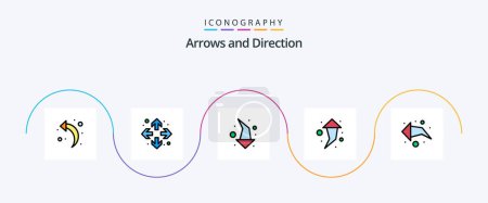 Illustration for Arrow Line Filled Flat 5 Icon Pack Including . direction. direction. left. up - Royalty Free Image