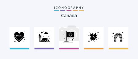 Téléchargez les illustrations : Canada Glyph 5 Icon Pack Including de. canada. maple. canada. Creative Icons Design - en licence libre de droit