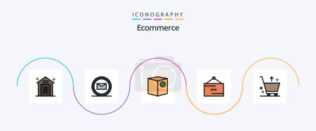 Illustration for Ecommerce Line Filled Flat 5 Icon Pack Including promotion. new. box. line. shipping - Royalty Free Image