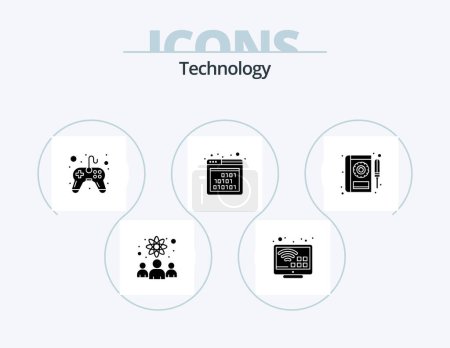Ilustración de Tecnología Glyph Icon Pack 5 Icon Design. coche. seo. control. interfaz. binario - Imagen libre de derechos