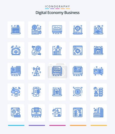 Ilustración de Creative Digital Economy Business 25 Blue icon pack  Such As smart home. money. economy. bag. laptop - Imagen libre de derechos