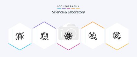 Téléchargez les illustrations : Science 25 Line icon pack including . magnifier. science. laboratory. science - en licence libre de droit
