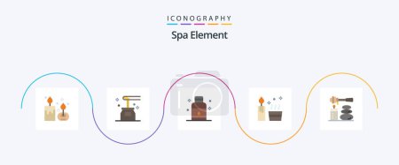 Ilustración de Spa Element Flat 5 Icon Pack Incluyendo spa. vela. spa. spa. aceite - Imagen libre de derechos