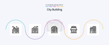 Illustration for City Building Line 5 Icon Pack Including cinema. ilm reel. shop. real - Royalty Free Image