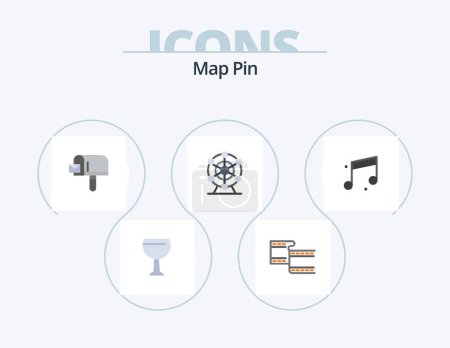 Ilustración de Mapa Pin Flat Icon Pack 5 Icon Design. .. .. De compras. Sonido. audio - Imagen libre de derechos