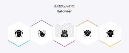 Téléchargez les illustrations : Halloween 25 Glyph icon pack including ware wolf. halloween. rope. evil. holiday - en licence libre de droit