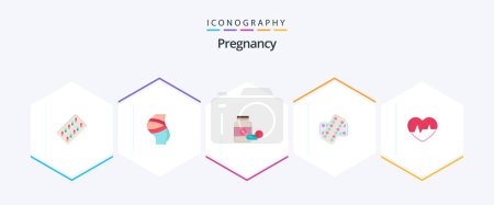 Illustration for Pregnancy 25 Flat icon pack including tablet. capsule. pregnancy. pill. - Royalty Free Image