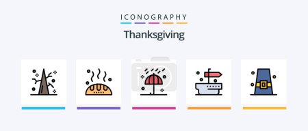 Illustration for Thanks Giving Line Filled 5 Icon Pack Including television. rugby. autumn. game. thanksgiving. Creative Icons Design - Royalty Free Image