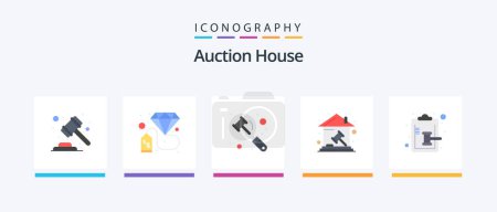 Illustration for Auction Flat 5 Icon Pack Including property. home. pay tag. court. magnifier. Creative Icons Design - Royalty Free Image