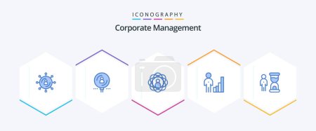 Illustration for Corporate Management 25 Blue icon pack including corporate. analytics. professional. skills. person - Royalty Free Image