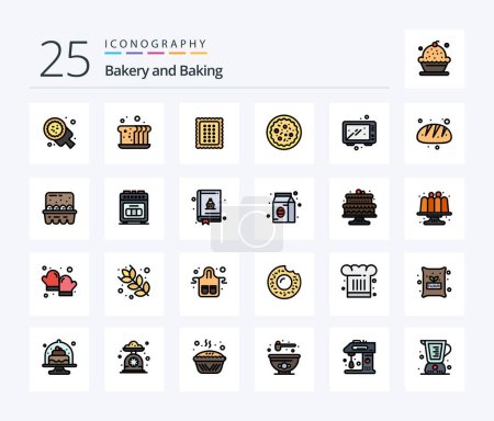 Illustration for Baking 25 Line Filled icon pack including kitchen. cooking. food. baking. pizza - Royalty Free Image