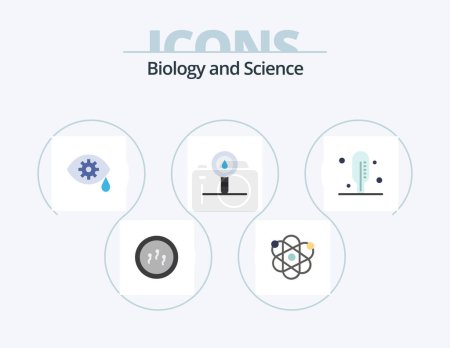 Téléchargez les illustrations : Biologie Flat Icon Pack 5 Icon Design. thermomètre. laboratoire. correction. chimie. biologie - en licence libre de droit