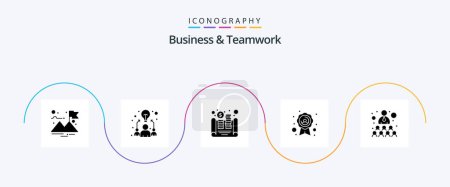 Illustration for Business And Teamwork Glyph 5 Icon Pack Including work. relationship. coins. building. quality badge - Royalty Free Image