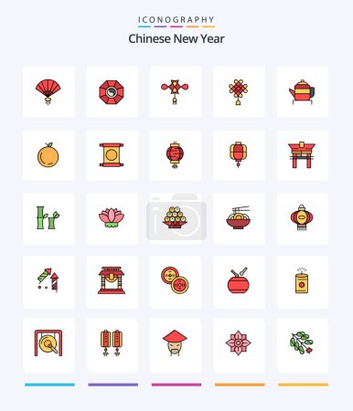 Illustration for Creative Chinese New Year 25 Line FIlled icon pack  Such As newyear. new. newyear. chinese. chinese - Royalty Free Image