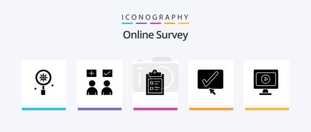 Ilustración de Online Survey Glyph 5 Icon Pack Including approve . text. online . paper . business. Creative Icons Design - Imagen libre de derechos