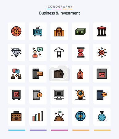 Téléchargez les illustrations : Creative Business And Investment 25 Line FIlled icon pack  Such As diamond. bank. user. user. money - en licence libre de droit