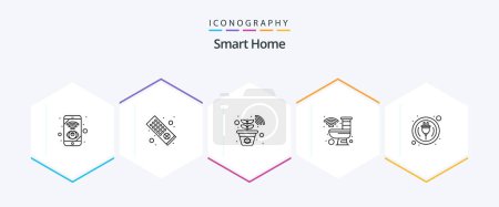 Ilustración de Paquete de iconos Smart Home 25 Line con enchufe. Inteligente. granja. robot. casa - Imagen libre de derechos