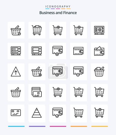 Ilustración de Creative Finance Paquete de iconos de 25 OutLine, como la cartera. efectivo. tienda. Cartera. dinero - Imagen libre de derechos