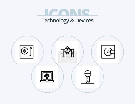 Illustration for Devices Line Icon Pack 5 Icon Design. air. products. electronics. gameboy. devices - Royalty Free Image
