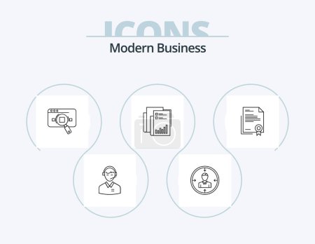 Ilustración de Modern Business Line Icon Pack 5 Icon Design. internet. data. business. business. coins - Imagen libre de derechos