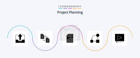 Illustration for Project Planing Glyph 5 Icon Pack Including planning. diagram. page. sheet. page - Royalty Free Image