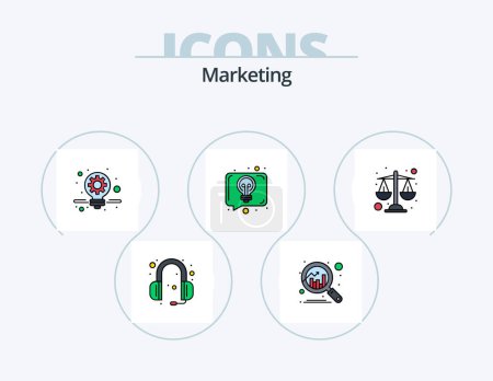 Téléchargez les illustrations : Marketing Line Filled Icon Pack 5 Icon Design. money. cash. marketing. sign board. advertising - en licence libre de droit