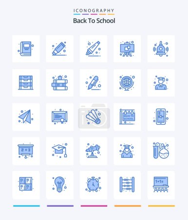 Téléchargez les illustrations : Creative Back To School 25 Blue icon pack  Such As drawer. bell. education. education. school - en licence libre de droit