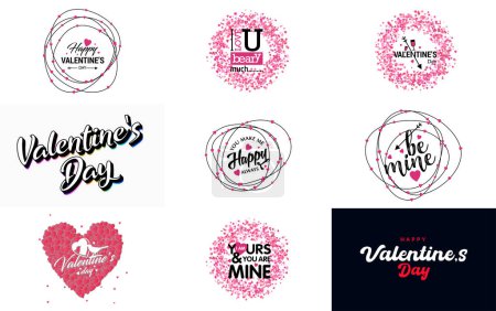 Illustration for Pink October logo with hearts calligraphy lettering isolated on white - Royalty Free Image