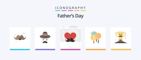 Illustration for Fathers Day Flat 5 Icon Pack Including cup. father. fathers. dad. love. Creative Icons Design - Royalty Free Image
