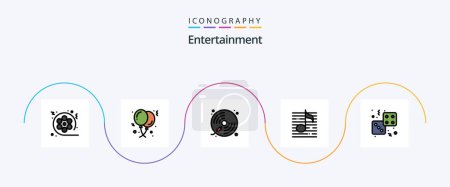 Illustration for Entertainment Line Filled Flat 5 Icon Pack Including audio. nodes. celebration. play. music - Royalty Free Image