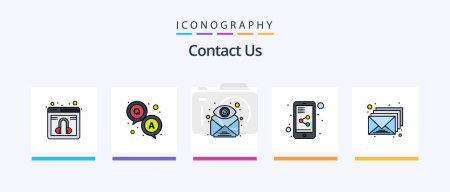 Illustration for Contact Us Line Filled 5 Icon Pack Including envelope. watch. email. time. telephone. Creative Icons Design - Royalty Free Image