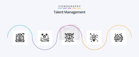 Illustration for Talent Management Line 5 Icon Pack Including idea. bulb. present. configure. profile - Royalty Free Image