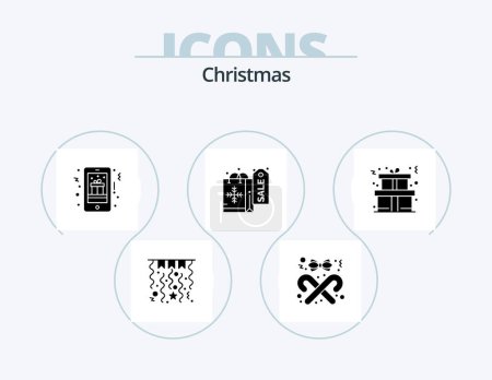 Illustration for Christmas Glyph Icon Pack 5 Icon Design. gift. xmas. christmas. shopping. phone - Royalty Free Image