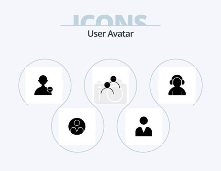 Téléchargez les illustrations : Icône Glyphe utilisateur Pack 5 Icône Design. casque. soutien. interface. avatar. avatar - en licence libre de droit