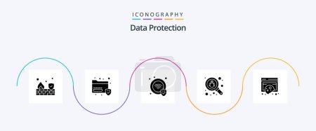Illustration for Data Protection Glyph 5 Icon Pack Including data. compliance. protection. security. find - Royalty Free Image