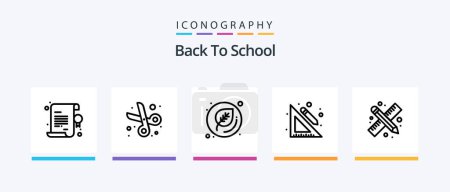 Illustration for Back To School Line 5 Icon Pack Including cut. school. study. preschool. abc. Creative Icons Design - Royalty Free Image