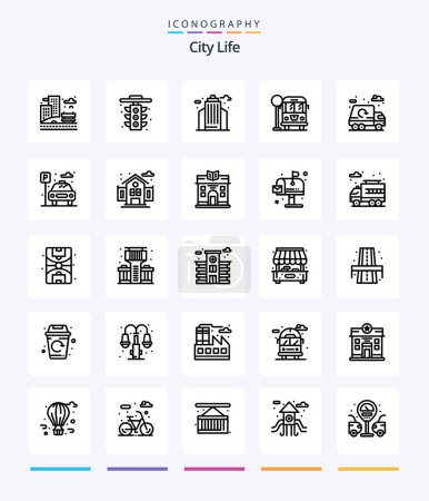 Illustration for Creative City Life 25 OutLine icon pack  Such As garbage. city. city. bus stop. city - Royalty Free Image