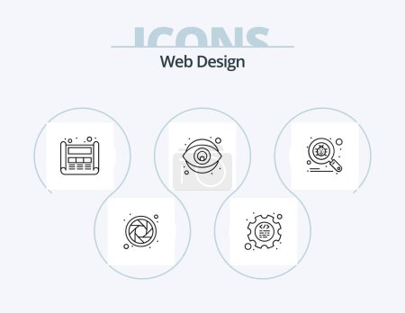 Illustration for Web Design Line Icon Pack 5 Icon Design. cog. technology. http. list. digital - Royalty Free Image
