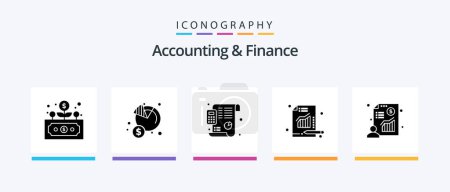 Téléchargez les illustrations : Accounting And Finance Glyph 5 Icon Pack Including chart. report. money. metrics. planning. Creative Icons Design - en licence libre de droit