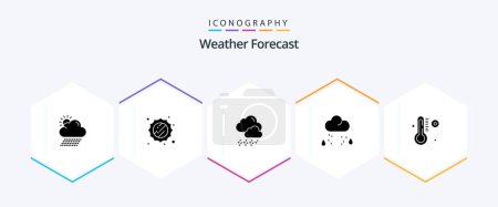 Illustration for Weather 25 Glyph icon pack including . thermometer. weather. temperature. weather - Royalty Free Image
