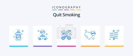 Illustration for Quit Smoking Blue 5 Icon Pack Including problem. heart. car. blood. scissors. Creative Icons Design - Royalty Free Image