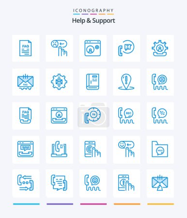 Illustration for Creative Help And Support 25 Blue icon pack  Such As help. communication. sad. social media. help - Royalty Free Image